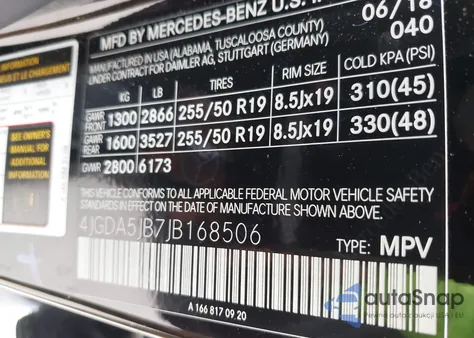 2018 Mercedes-Benz Gle 350 from USA, damaged, VIN 4JGDA5JB7JB168506